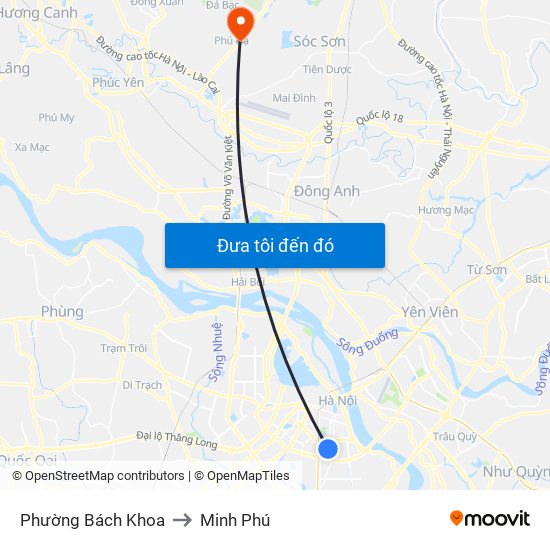 Phường Bách Khoa to Minh Phú map