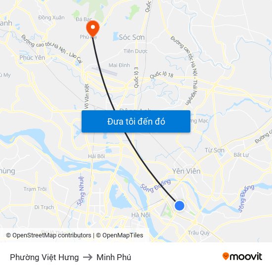 Phường Việt Hưng to Minh Phú map