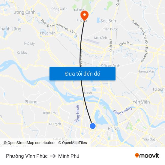 Phường Vĩnh Phúc to Minh Phú map