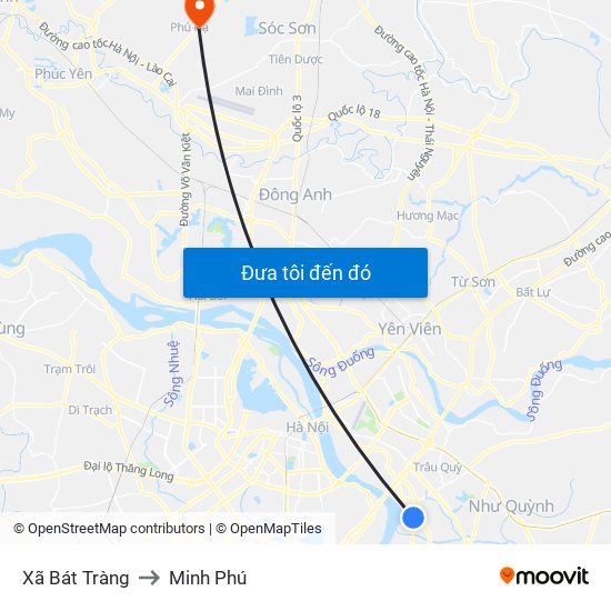 Xã Bát Tràng to Minh Phú map