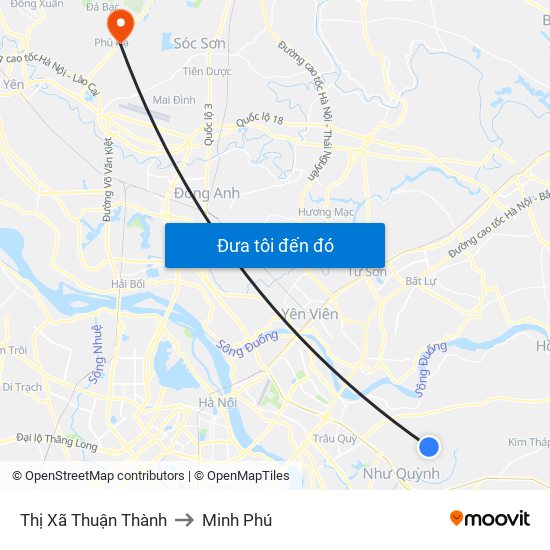 Thị Xã Thuận Thành to Minh Phú map