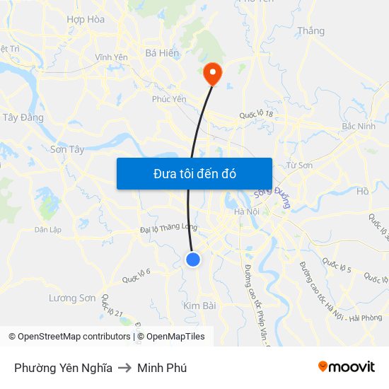 Phường Yên Nghĩa to Minh Phú map