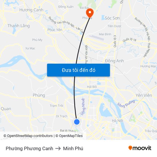 Phường Phương Canh to Minh Phú map