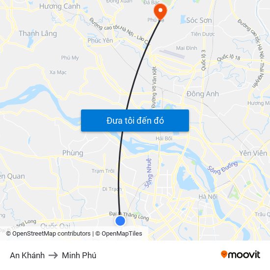 An Khánh to Minh Phú map