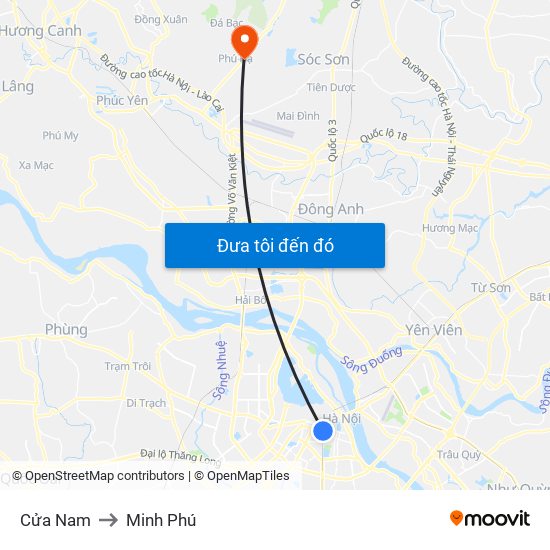 Cửa Nam to Minh Phú map