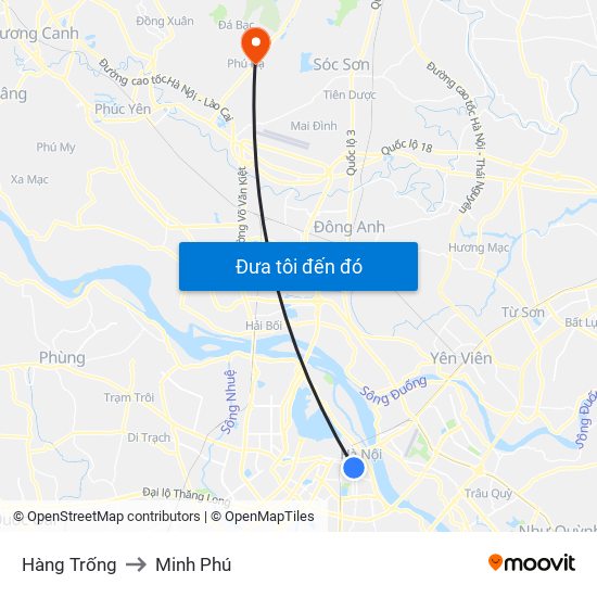 Hàng Trống to Minh Phú map