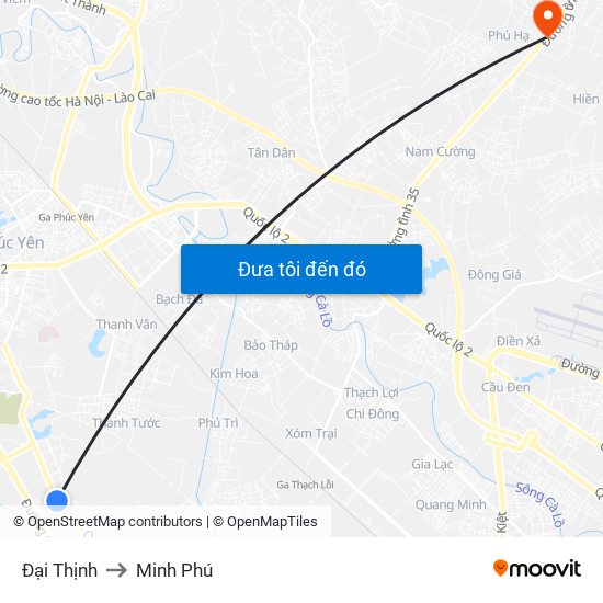 Đại Thịnh to Minh Phú map