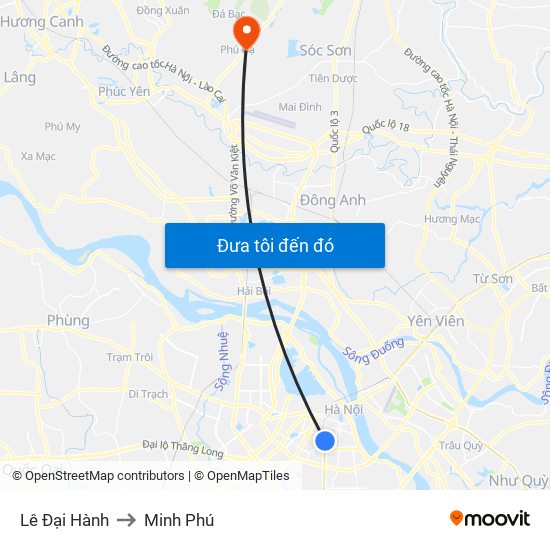 Lê Đại Hành to Minh Phú map