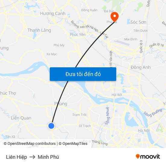 Liên Hiệp to Minh Phú map