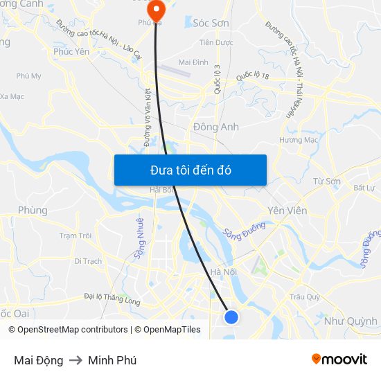 Mai Động to Minh Phú map