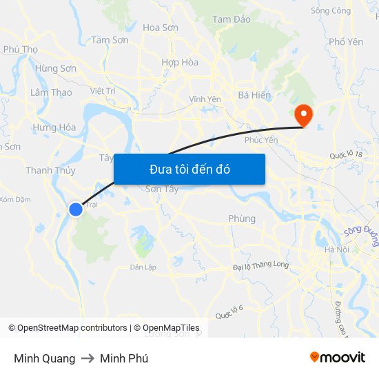 Minh Quang to Minh Phú map