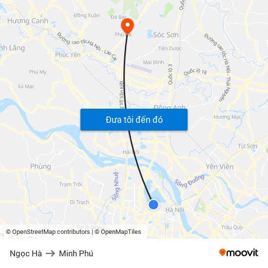 Ngọc Hà to Minh Phú map