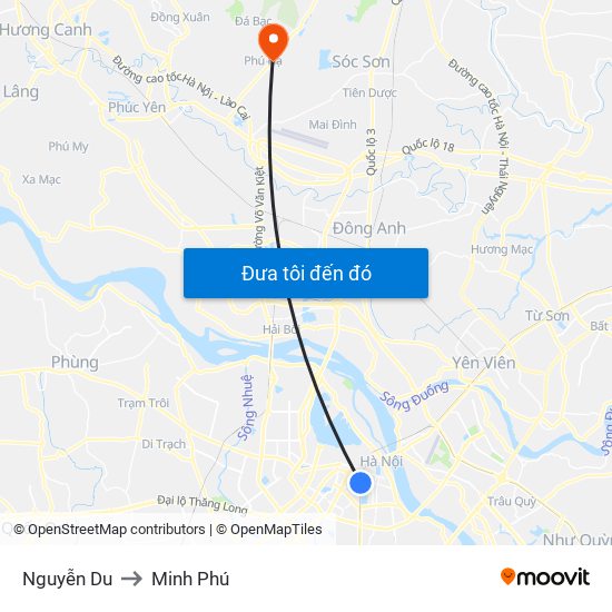 Nguyễn Du to Minh Phú map