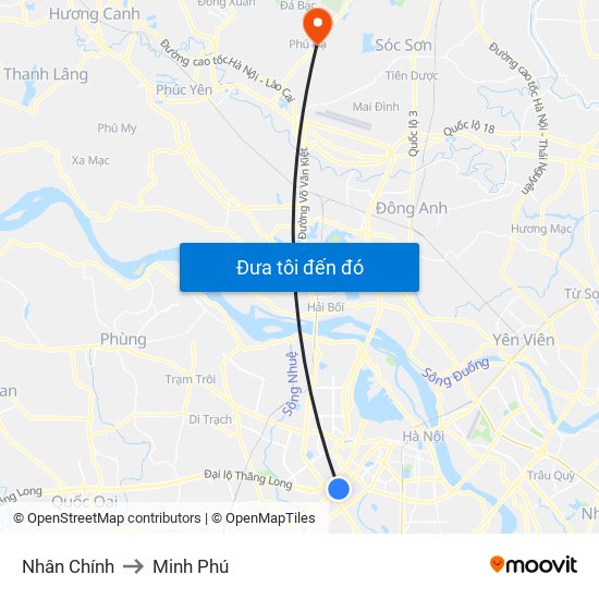 Nhân Chính to Minh Phú map