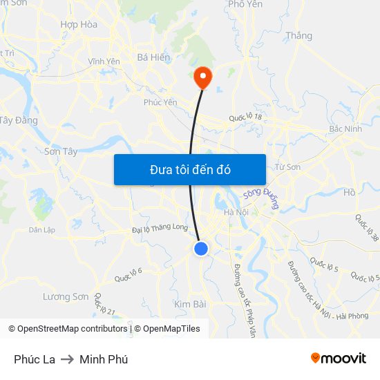 Phúc La to Minh Phú map