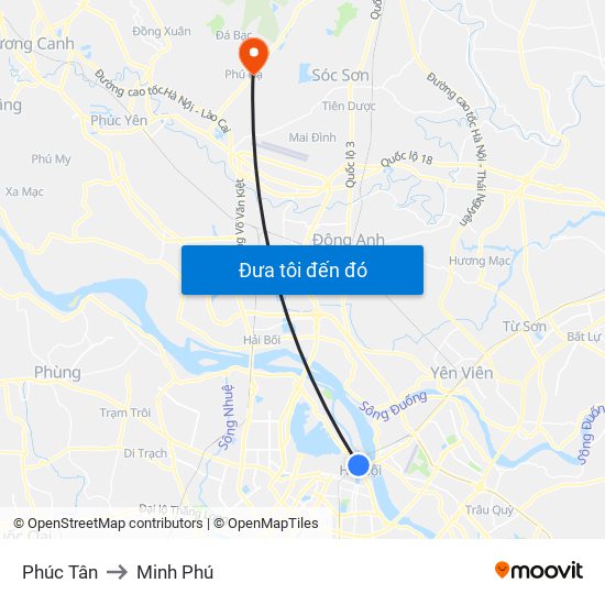 Phúc Tân to Minh Phú map