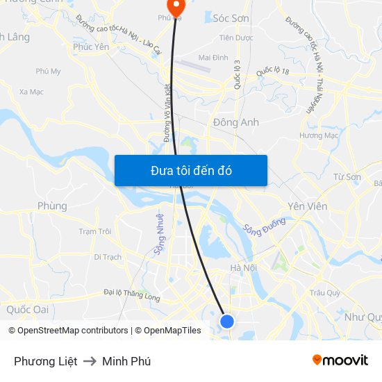 Phương Liệt to Minh Phú map