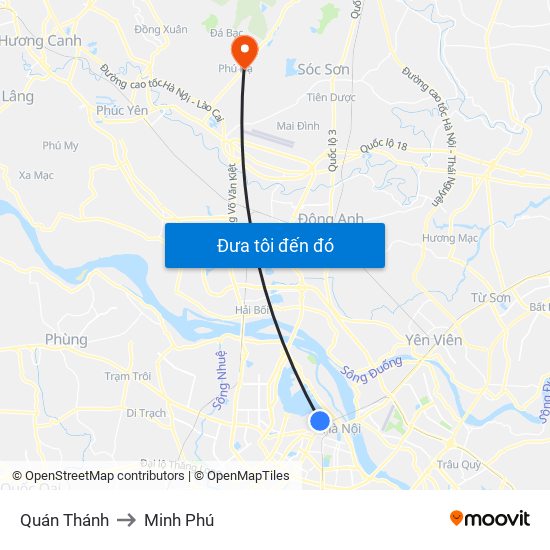 Quán Thánh to Minh Phú map