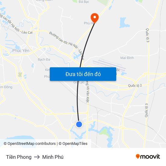 Tiền Phong to Minh Phú map