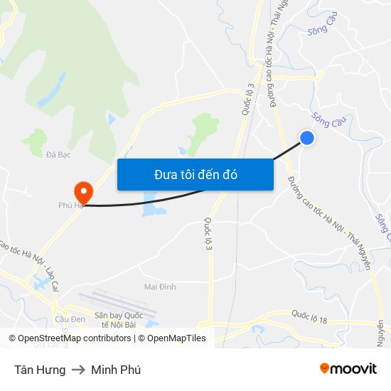 Tân Hưng to Minh Phú map