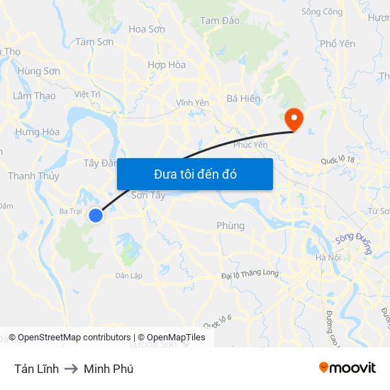 Tản Lĩnh to Minh Phú map