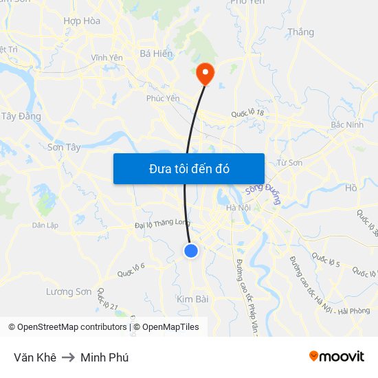 Văn Khê to Minh Phú map