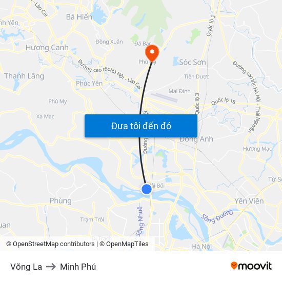 Võng La to Minh Phú map