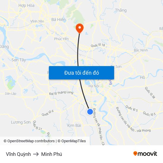 Vĩnh Quỳnh to Minh Phú map