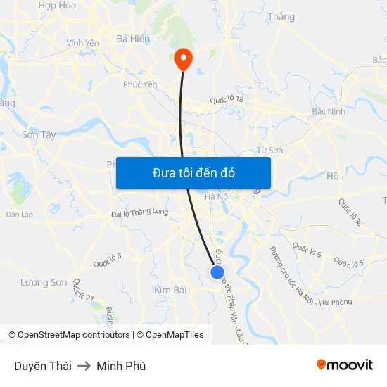 Duyên Thái to Minh Phú map