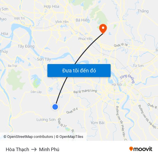 Hòa Thạch to Minh Phú map