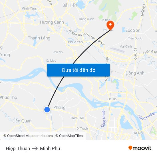 Hiệp Thuận to Minh Phú map