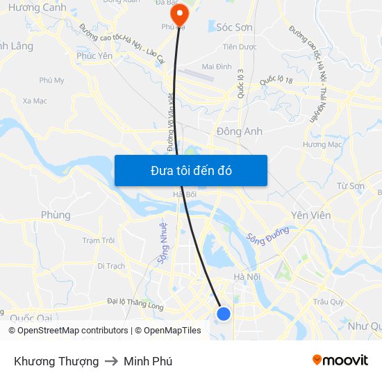 Khương Thượng to Minh Phú map