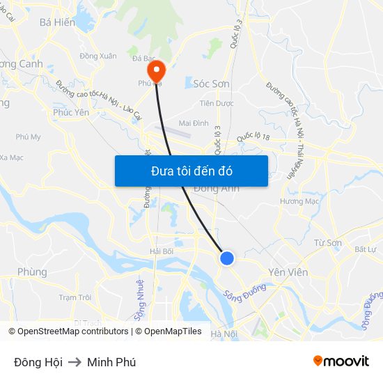 Đông Hội to Minh Phú map