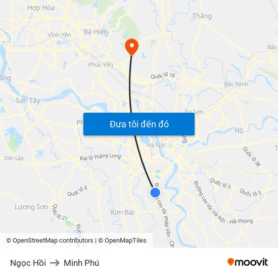 Ngọc Hồi to Minh Phú map