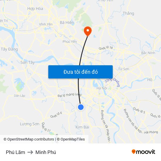 Phú Lãm to Minh Phú map