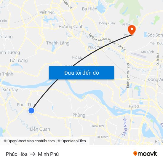 Phúc Hòa to Minh Phú map