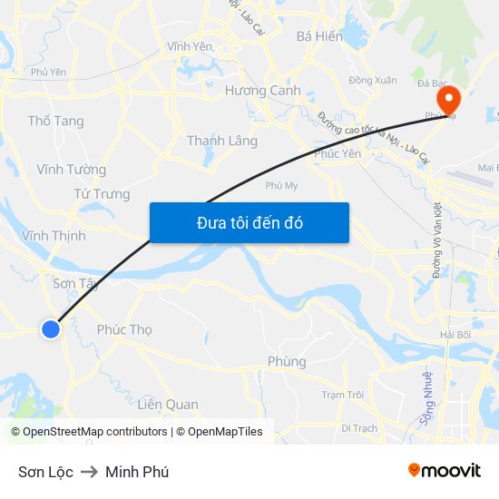 Sơn Lộc to Minh Phú map