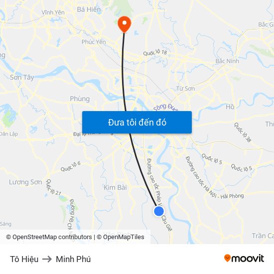 Tô Hiệu to Minh Phú map