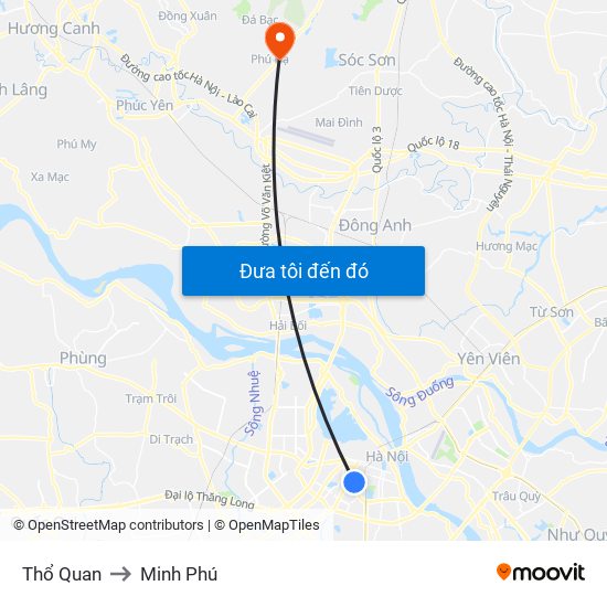 Thổ Quan to Minh Phú map