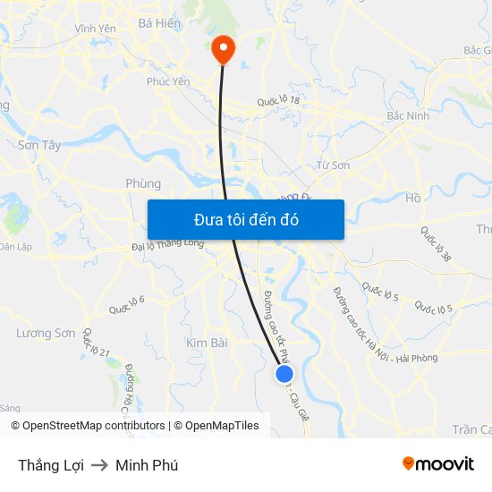 Thắng Lợi to Minh Phú map