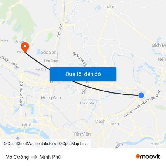 Võ Cường to Minh Phú map