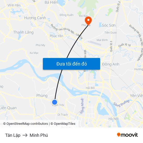 Tân Lập to Minh Phú map