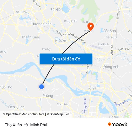 Thọ Xuân to Minh Phú map