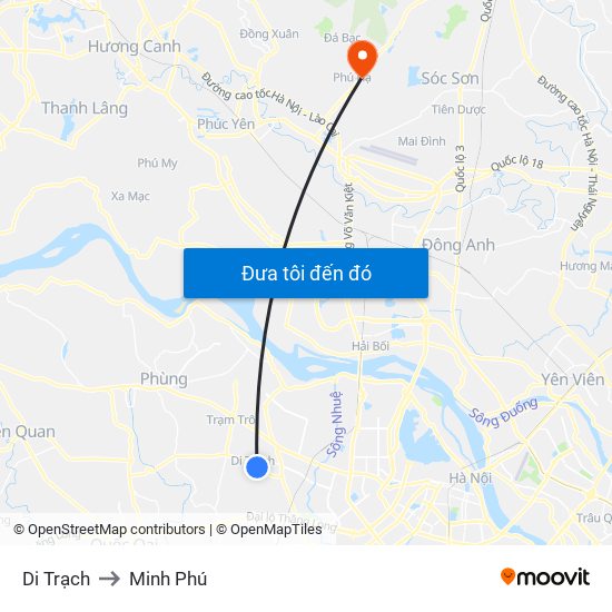 Di Trạch to Minh Phú map