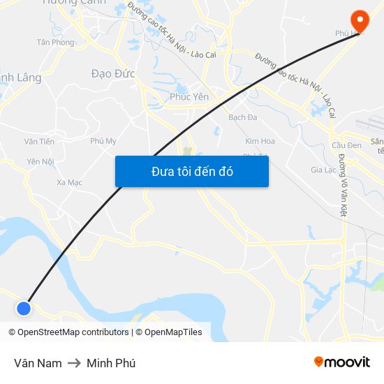 Vân Nam to Minh Phú map