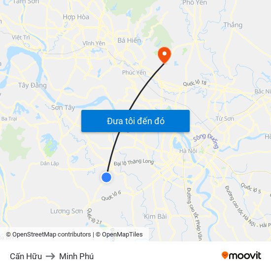 Cấn Hữu to Minh Phú map