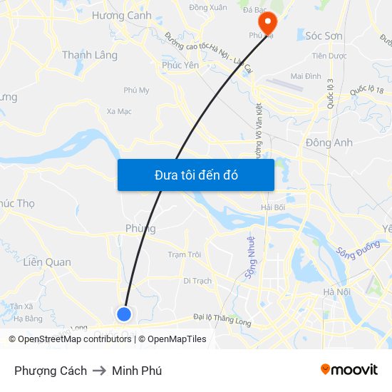 Phượng Cách to Minh Phú map