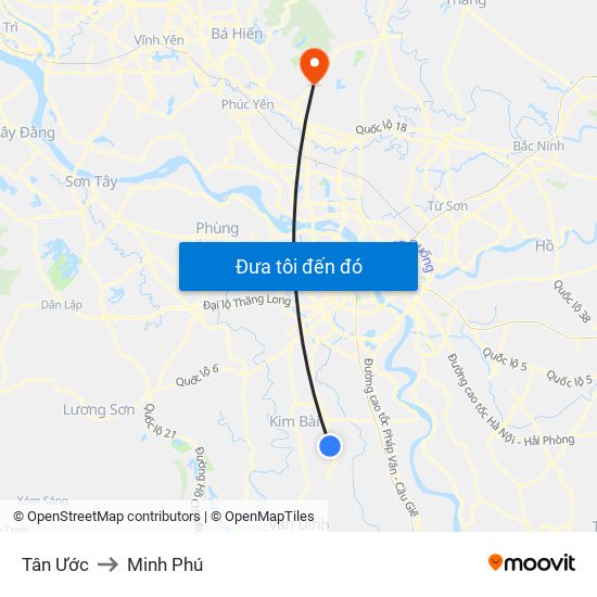 Tân Ước to Minh Phú map