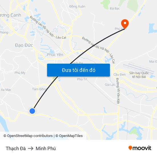 Thạch Đà to Minh Phú map