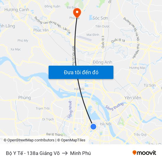 Bộ Y Tế - 138a Giảng Võ to Minh Phú map